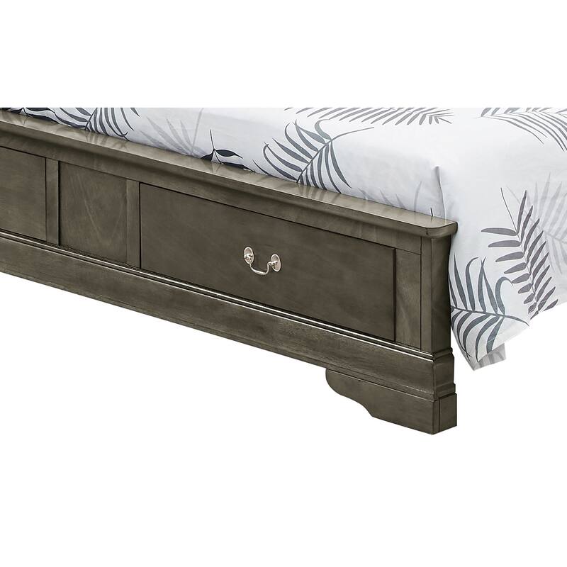 Full Sleigh Bed with Two Storage Drawers - 84" - Gray