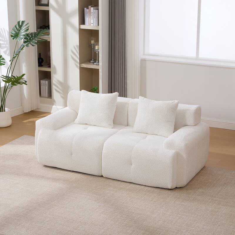 73.2"W Modern Upholstered Loveseat Sofa with 2 Pillows,Fluffy Compressed Sofa, No assembly required
