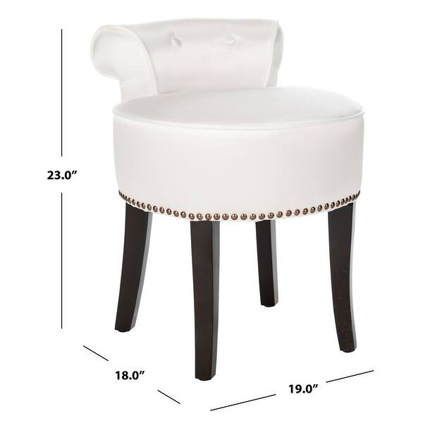 SAFAVIEH Georgia White Petite Glam Vanity Stool - 17.9" x 19" x 22.8"