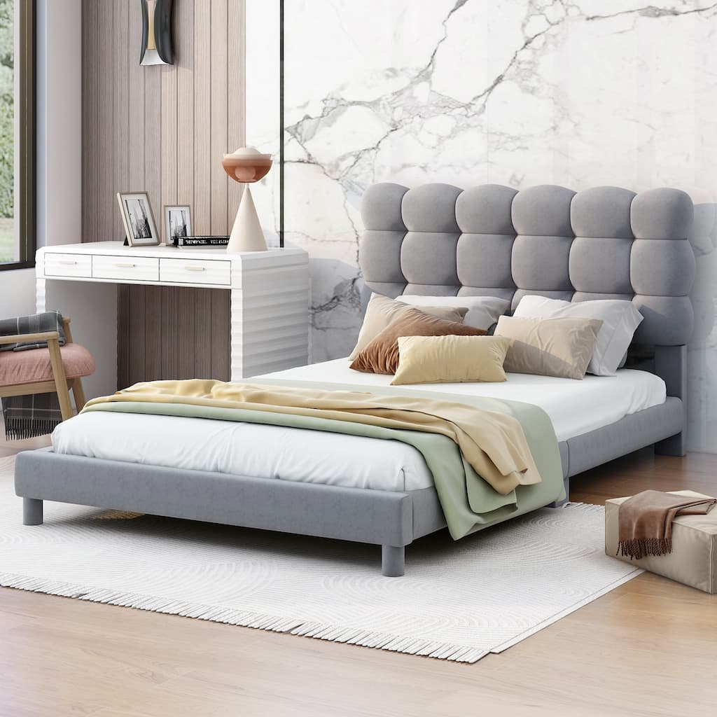 Upholstered Platform Bed with Soft Headboard