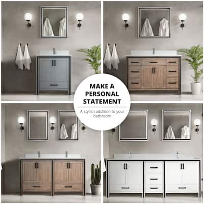 Ziva 80 in W x 22 in D White Double Bath Vanity, White Quartz Top, Faucet Set and 30 in Mirrors