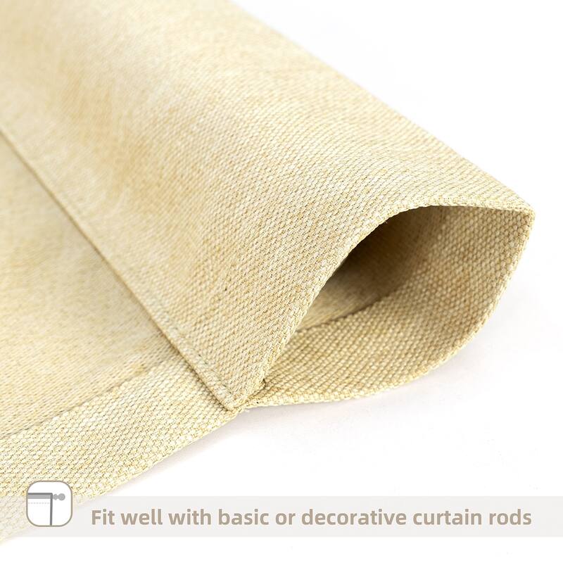 DriftAway Faux Linen Textured Solid Color Blackout Tie Up Curtain for Kitchen Adjustable Balloon Rod Pocket Window Curtains