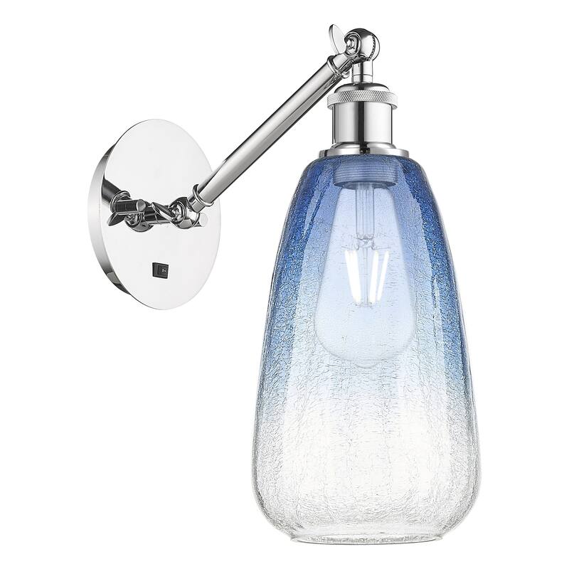 Innovations Lighting 317-1W-13-6 Brookhaven Almond Sconce Brookhaven - Polished Chrome / Sapphire Blue