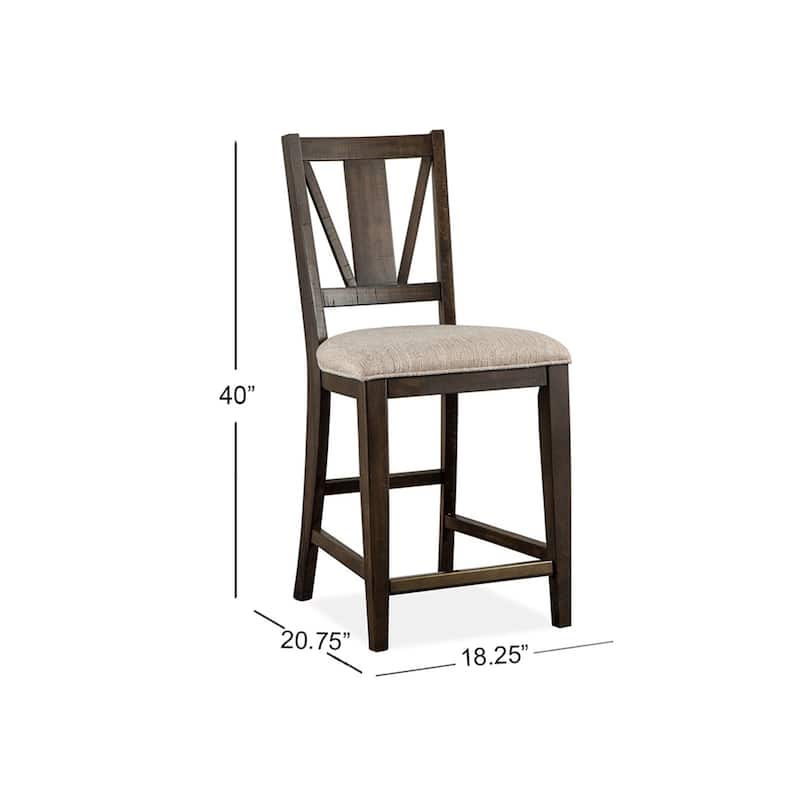 Magnussen Home Westley Falls Graphite Upholstered Counter Chair Two Pack - 18.25''W x 20.75''D x 40''H