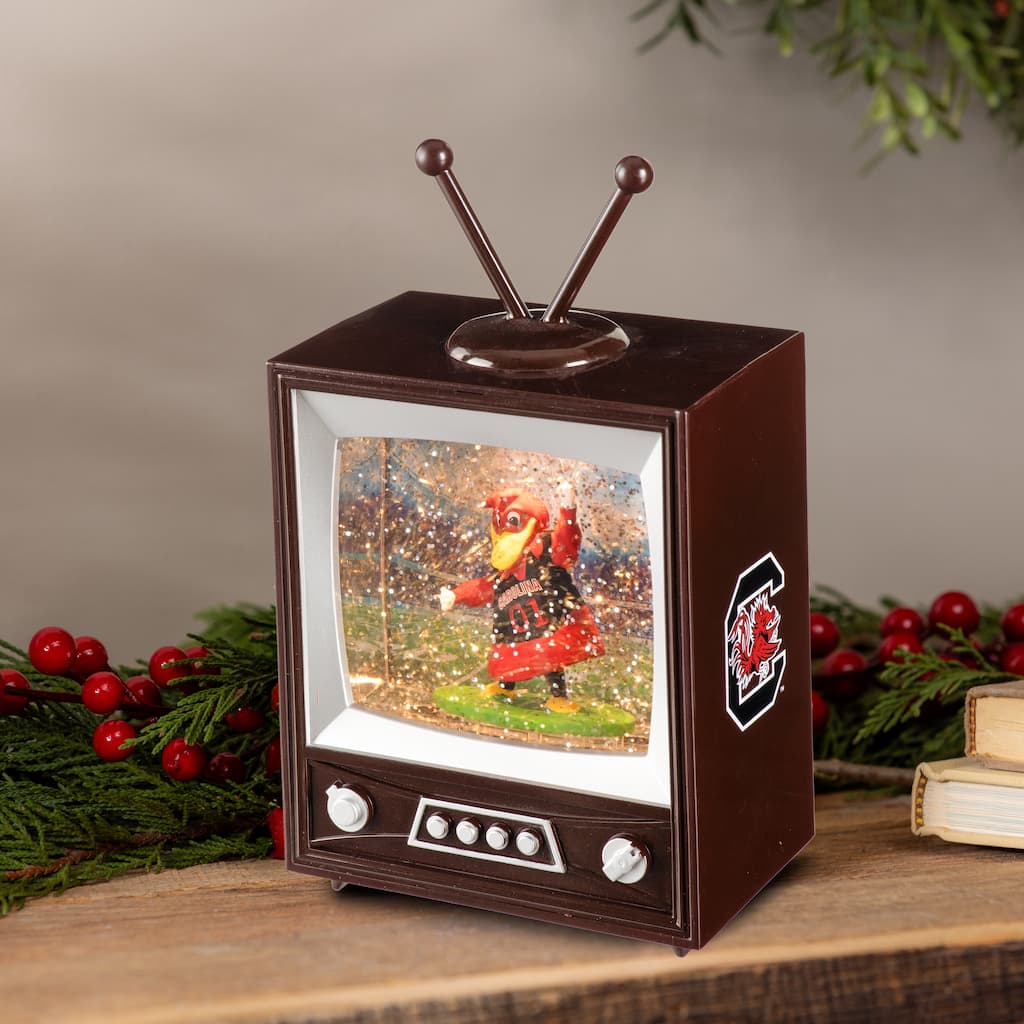 Univ of S Carolina 8 in. Vintage TV Light Up Water Lantern Snow Globe