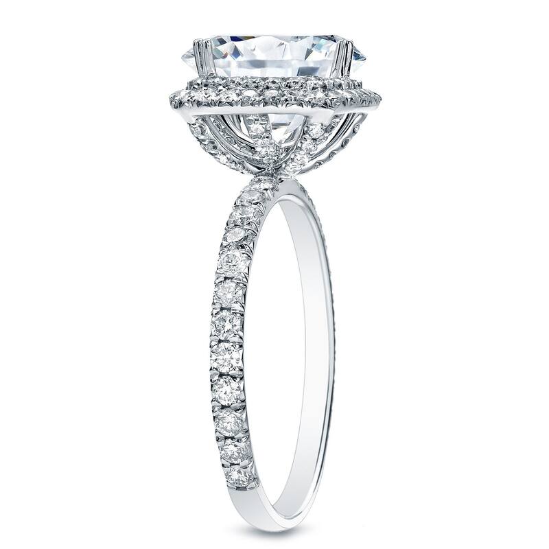 Auriya 14k Gold 1 3/4ctw Cushion-cut Double Halo Diamond Engagement Ring Certified