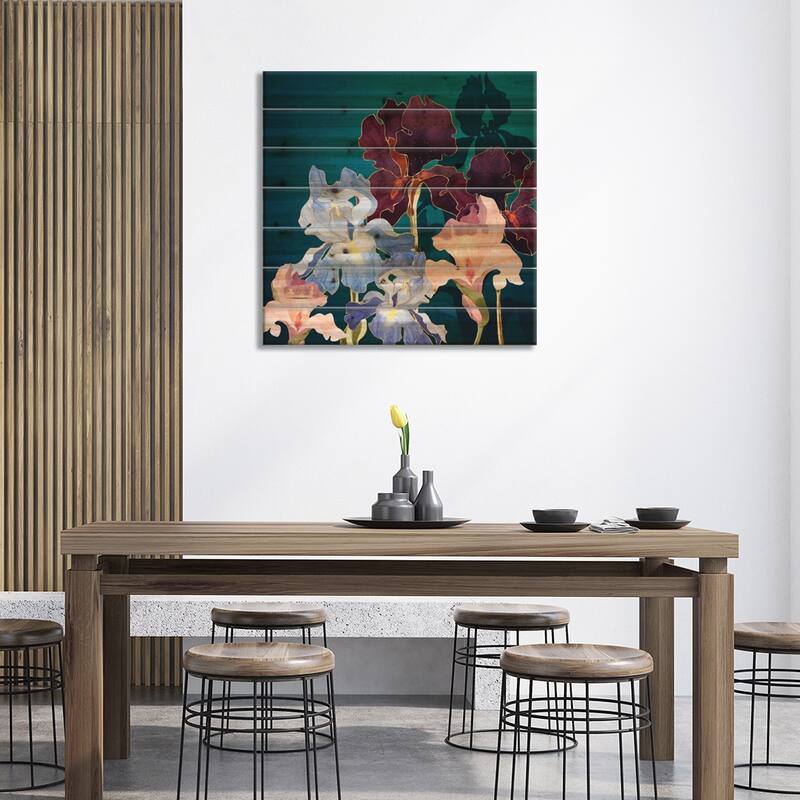 Iris Abstract Print On Wood by SpaceFrog Designs - Multi-Color