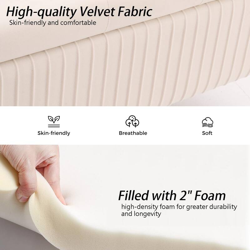 Velvet Storage Bench for Bedroom,End of Bed Bench for King Size Bed, Modern Upholstered Long Ottoman Bench for Entryway