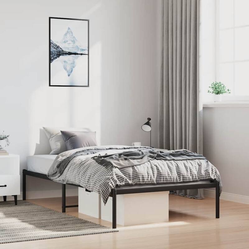 vidaXL Metal Bed Frame, No Mattress - Black 81.5" x 41.1" x 12.2" - Twin