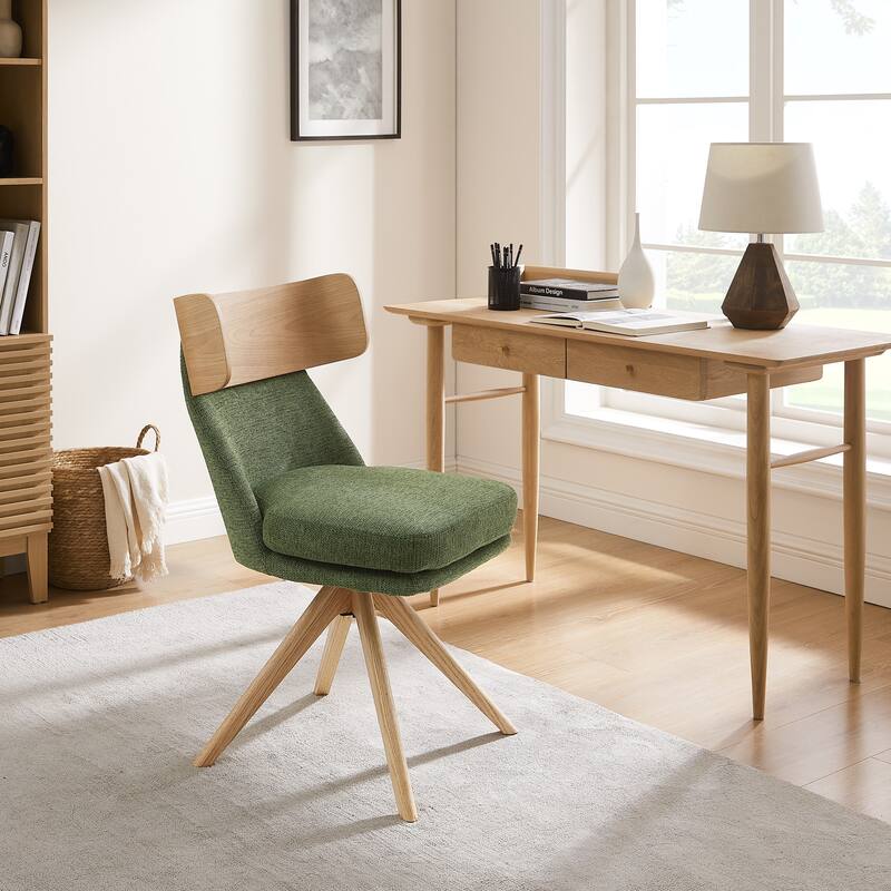 Art Leon Wood and Fabric Swivel Desk Chair