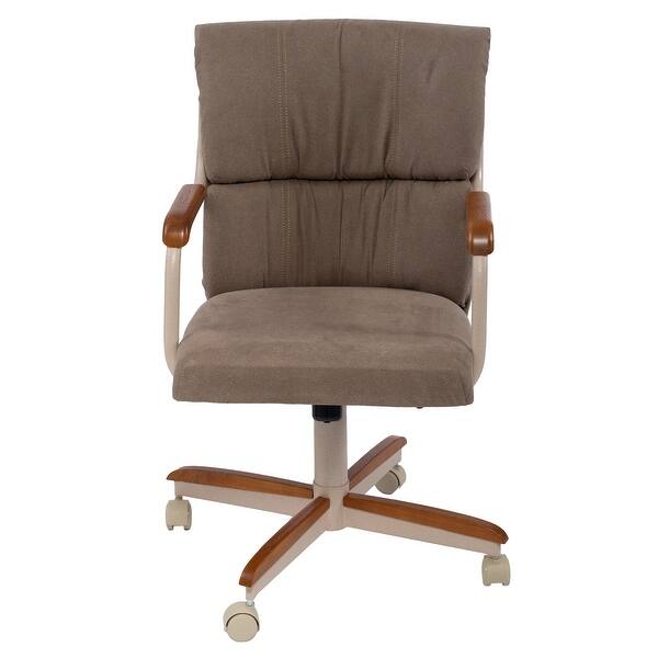 Shop Casual Brown Cushion Wood Metal Office Chair Caster Chair