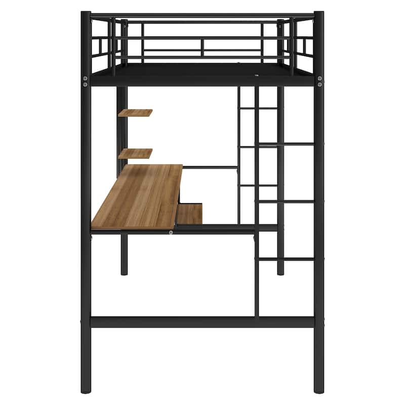 Loft Bed with Desk and Shelf , Space Saving Design