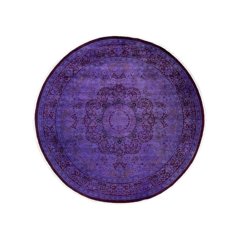 Fine Vibrance, One-of-a-Kind Handmade Area Rug - Purple, 8' 1" x 8' 1" - 8' 1" x 8' 1"