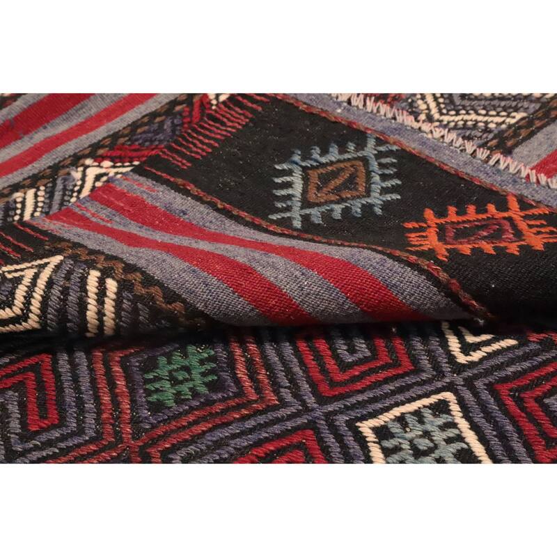 Hand Woven Oriental 100% Wool Carpet Southwestern Tribal Multi-Colored Kilim Area Rug - 9' 8'' X 5' 4''