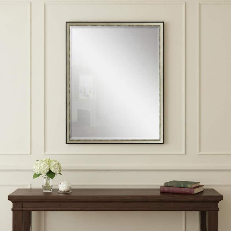 HomeRoots 30" Silver Solid Wood Framed Accent Mirror - 24.00 in. x 30.00 in. x 1.00 in. - 24.00 in. x 30.00 in.  x 1.00 in.