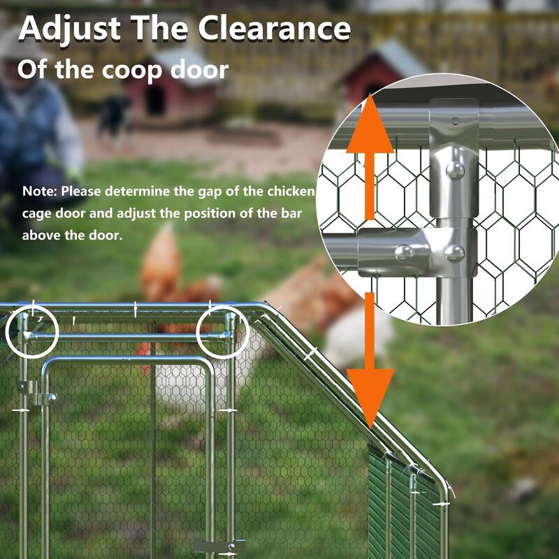 BOSSIN Large Metal Chicken Coop Walk-in Poultry Cage Hen Run House with Waterproof for Outdoor Backyard Farm Use