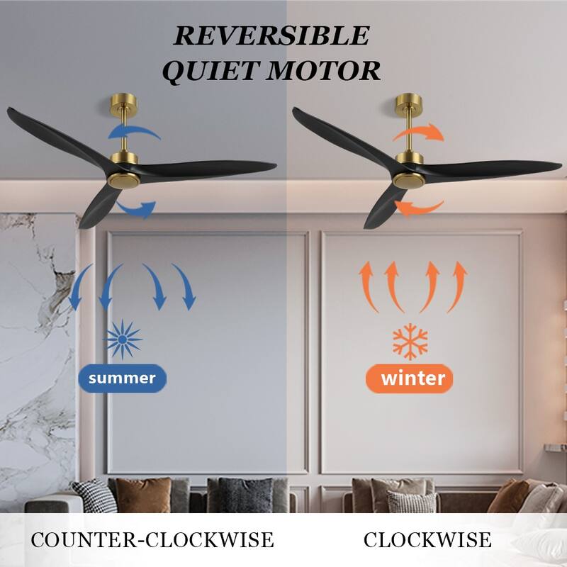 WINGBO 60" Solid Wood DC Motor Indoor Ceiling Fan with Remote Control