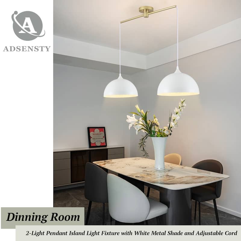 34.64inch 2 Lights Modern Simple Design Pendant with Metal Shade for Living Room Kitchen Island