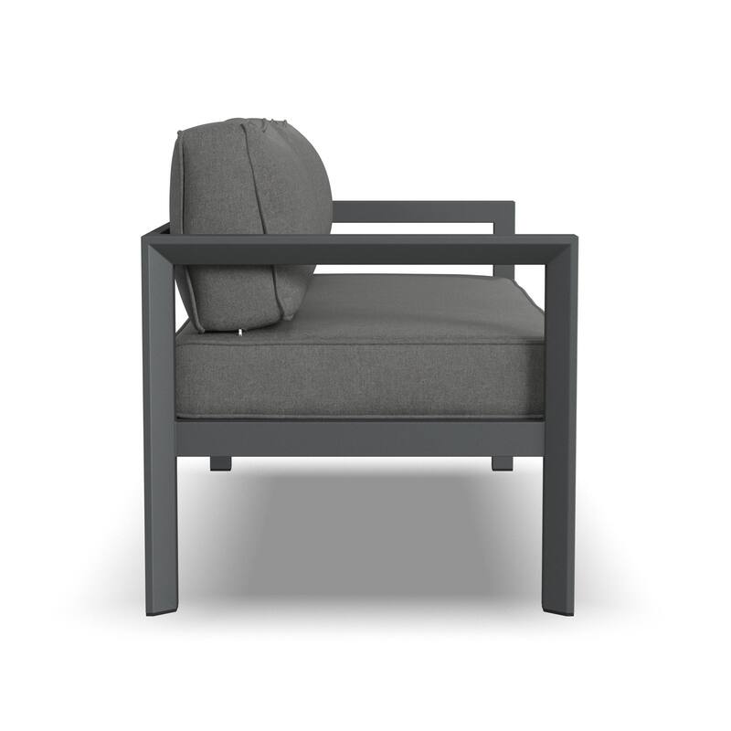 Grayton Gray Aluminum Outdoor Aluminum Loveseat - 61" x 32" x 29"