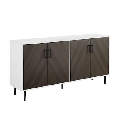 Mid-Century Modern Faux-Bookmatch Door Buffet