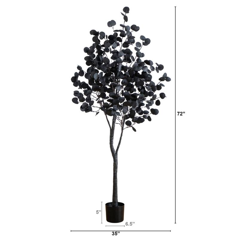6-ft Pre-Lit Artificial Halloween Black Eucalyptus Tree