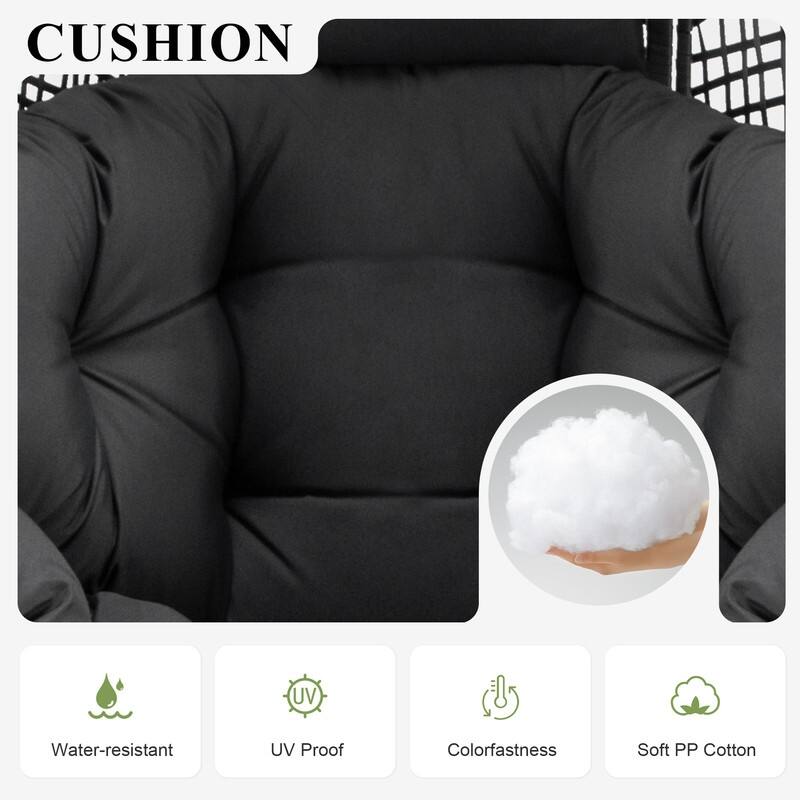 FINCATI Indoor Wicker Egg Chair Set with Ottoman, Cozy Accent Seating, 440 lbs Capacity