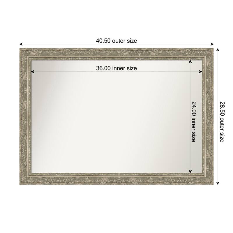 Filigree Non-Beveled Framed Wall Mirror - 41 x 29 in - Filigree Silver
