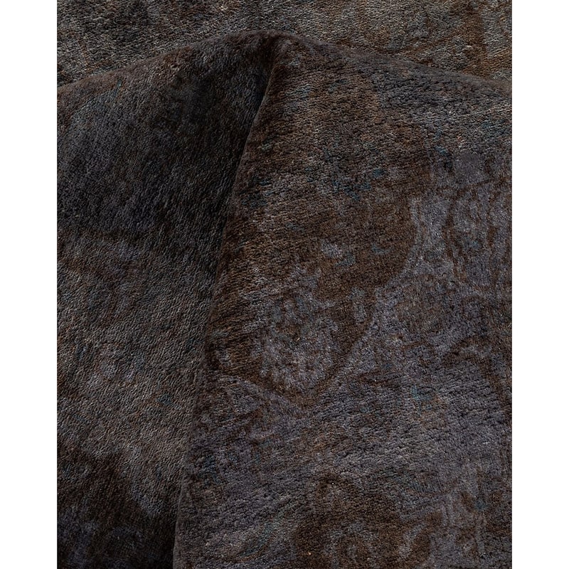 Overton Hand Knotted Wool Vintage Inspired Modern Contemporary Overdyed Gray Area Rug - 8' 2" x 10' 5"