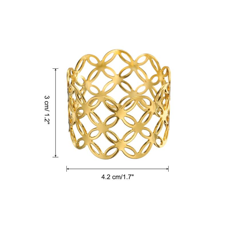 Napkin Rings Metal Hollow Copper Coin Shape Napkin Holder for Dinner - Gold - 12pcs