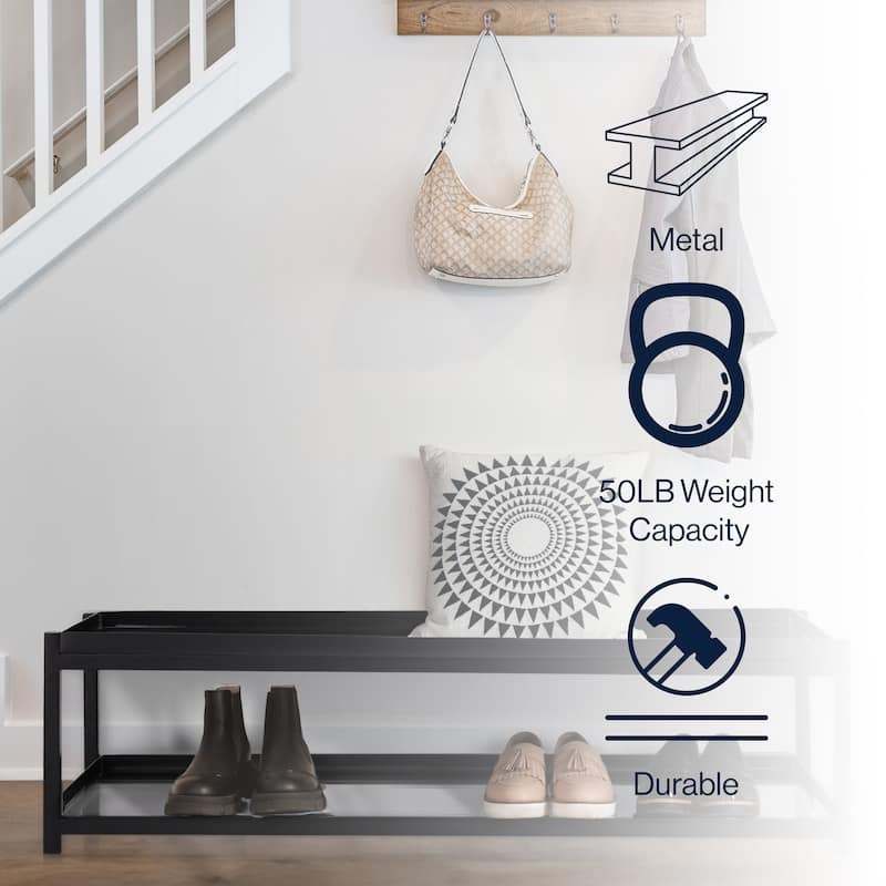 happimess Industrial Compact 10.75" 6-Pair 2-Tier Iron Shoe Rack