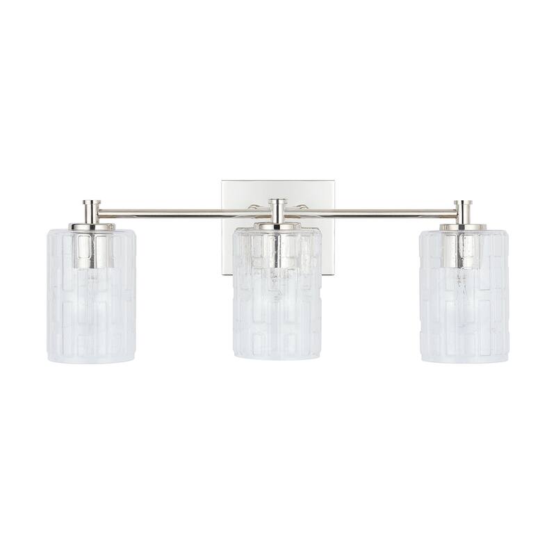 Emerson 3-light Bath/ Vanity Fixture w/ Embossed Seeded Glass