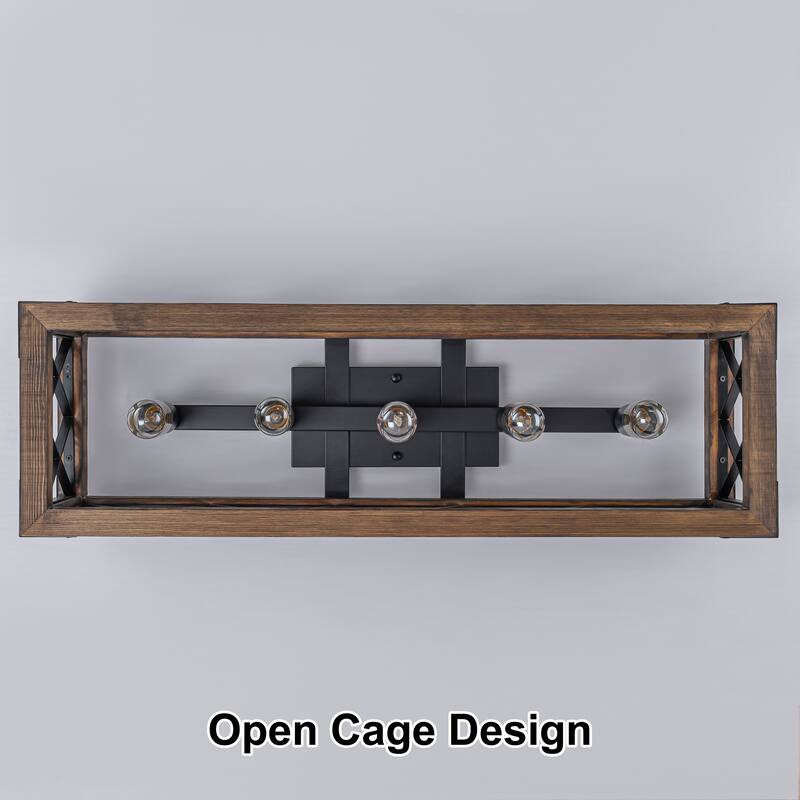 Starsky 5-Light 31.5in. Farmhouse Rectangular Lantern Flush Mount Ceiling Light