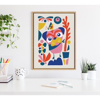 Kate and Laurel Sylvie Mid Century Modern Pug Framed Canvas by Rachel Lee