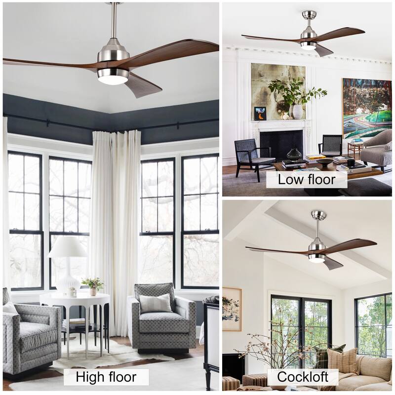 52" Ceiling Fan with Lights Remote Control,Quiet DC Motor 6 Speed Levels,Reversible Blades, for Patio Living Room, Bedroom