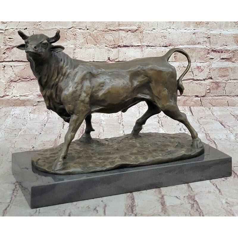 Trotting Bull - Hot Cast Bronze Sculpture Statue Cattle Cow Art Decor