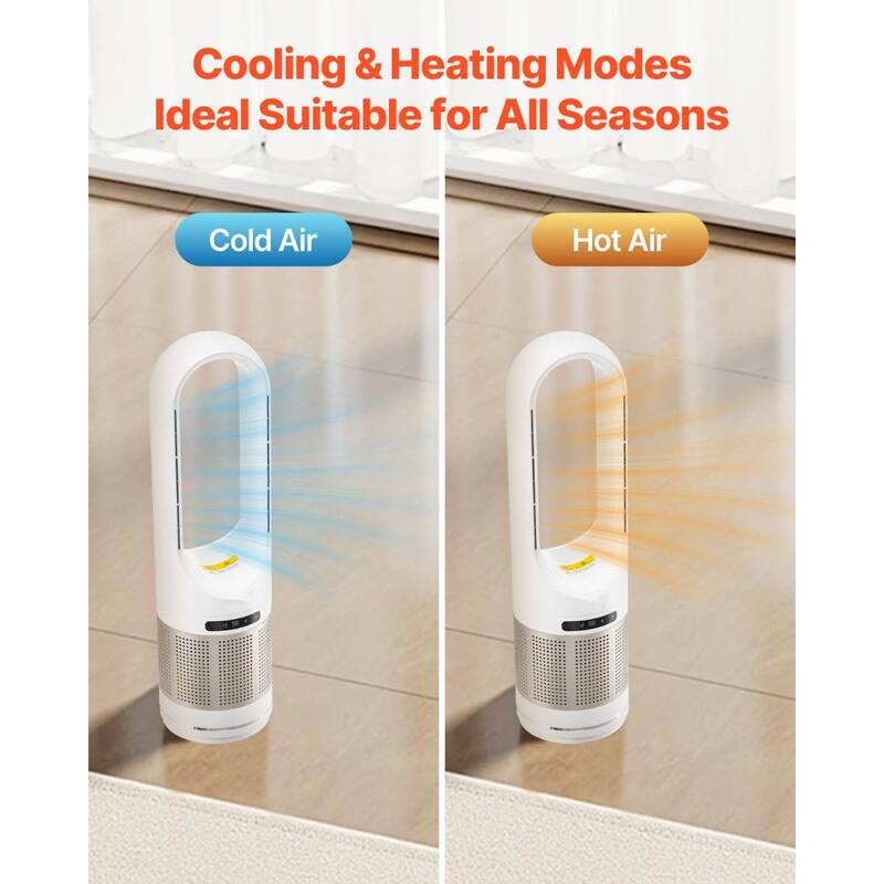 30W Oscillating Tower Fan with 1200W Heating and 8-Speed Settings HEPA Filter for Home or Office - 34 inch