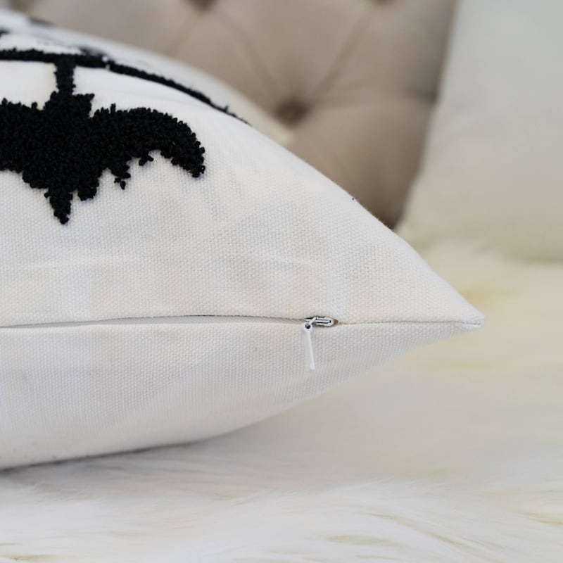Happy Halloween Cotton 20"x20" Black Square Decorative Throw Pillow with Insert