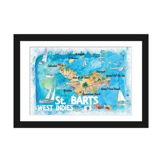 iCanvas quot St Barts Antilles Illustrated Caribbean Map With Highlights Of