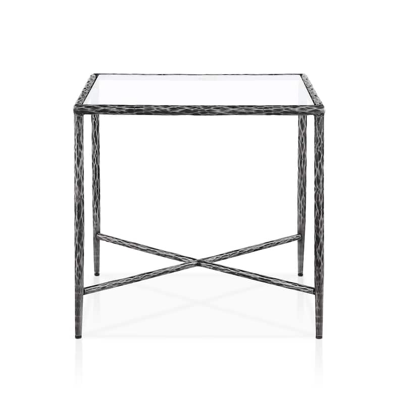 247 Shop At Home Lalia Modern Hammered Metal 2-Piece X-Brace Coffee Table Set