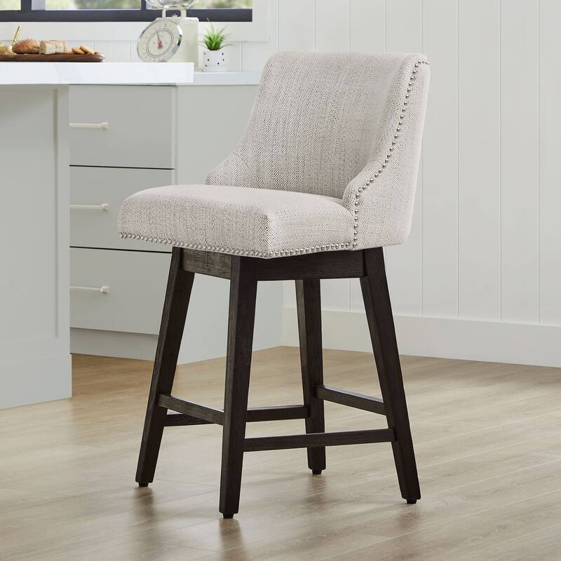Spruce & Spring Olive Upholstered Counter Height Swivel Barstools-Single