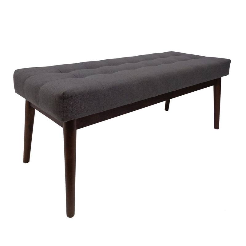 Mid-Century Tufted Ottoman with Rubberwood Frame by Christopher Knight Home