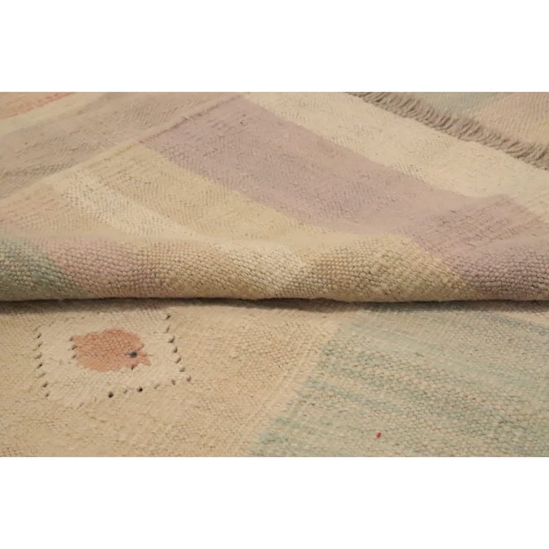 Hand Woven Oriental 100% Wool Carpet Southwestern Tribal Multi-Colored Kilim Area Rug - 11' 11'' X 8' 11''