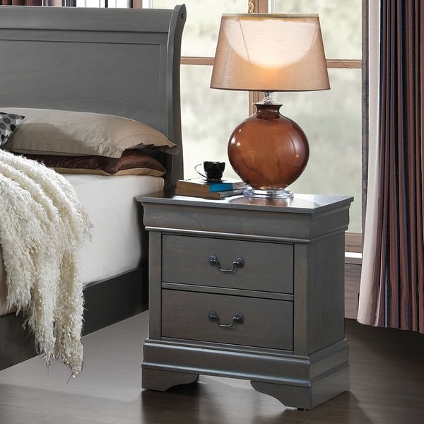 Furniture of America Devi Traditional Grey Solid Wood Nightstand
