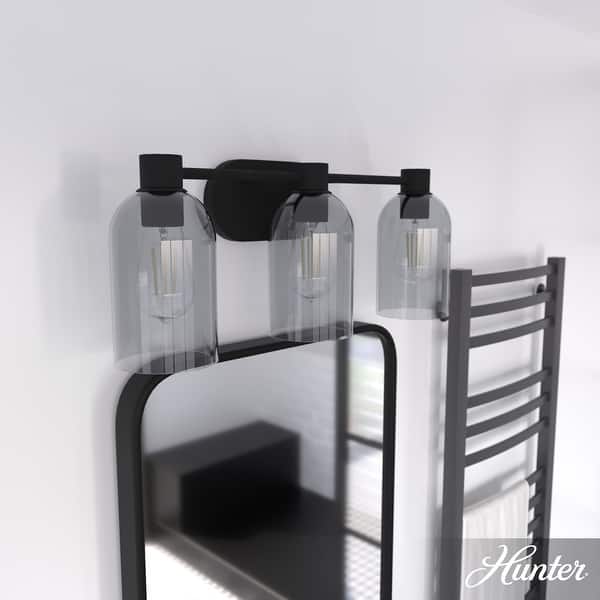 slide 2 of 14, Hunter Lochemeade 3-Light Vanity Wall Light, Damp-rated - Bathroom, Laundry - Modern Farmhouse, Contemporary, Industrial Natural Iron