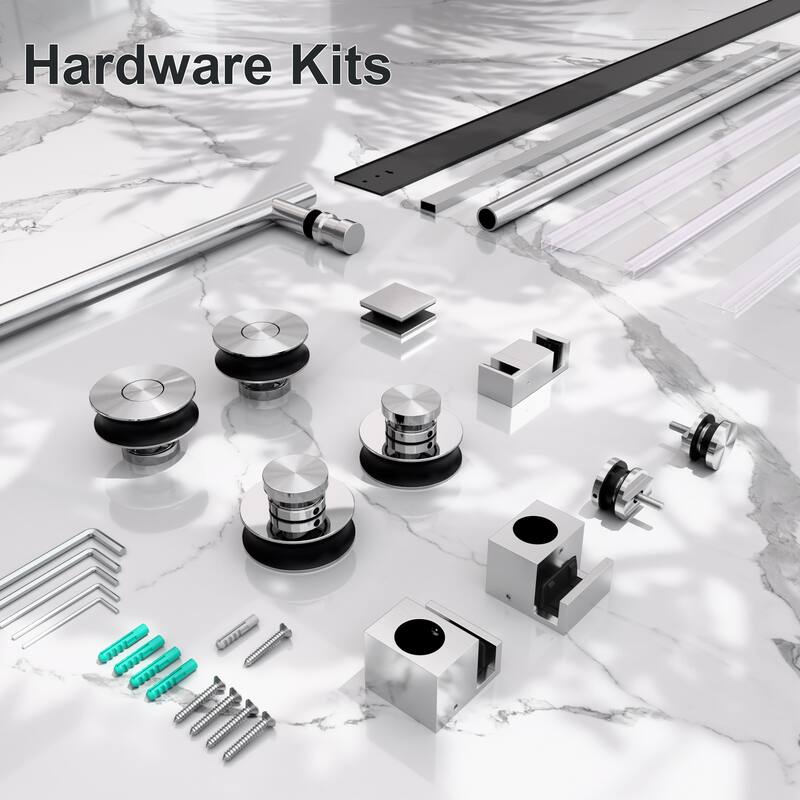 56"-60"W x 72"H Frameless Single Sliding Shower Door - 5/16" (8mm) Clear Tempered Glass