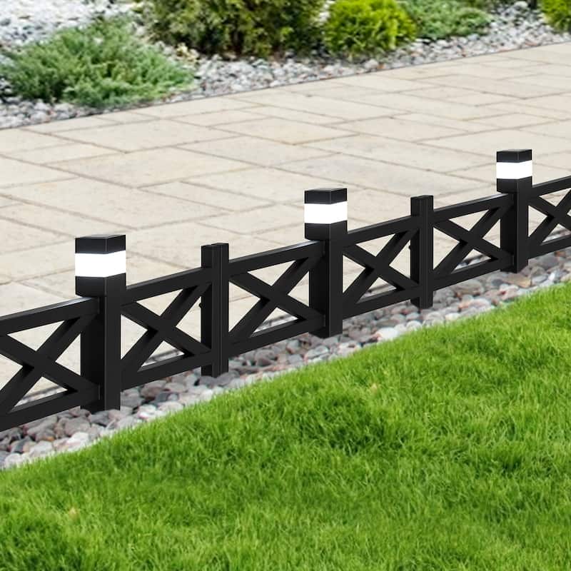 Sunjoy Solar Garden Border Fencing 2A Metal Fence Panel Outdoor Decorative Garden Fences (5-pack)