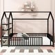 preview thumbnail 5 of 22, Metal House Bed with Fence and Detachable Storage Shelves