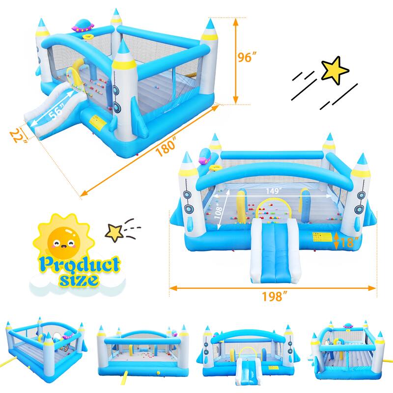 Multifunctional Inflatable Bouncer House - 198"W*180"D*96"H