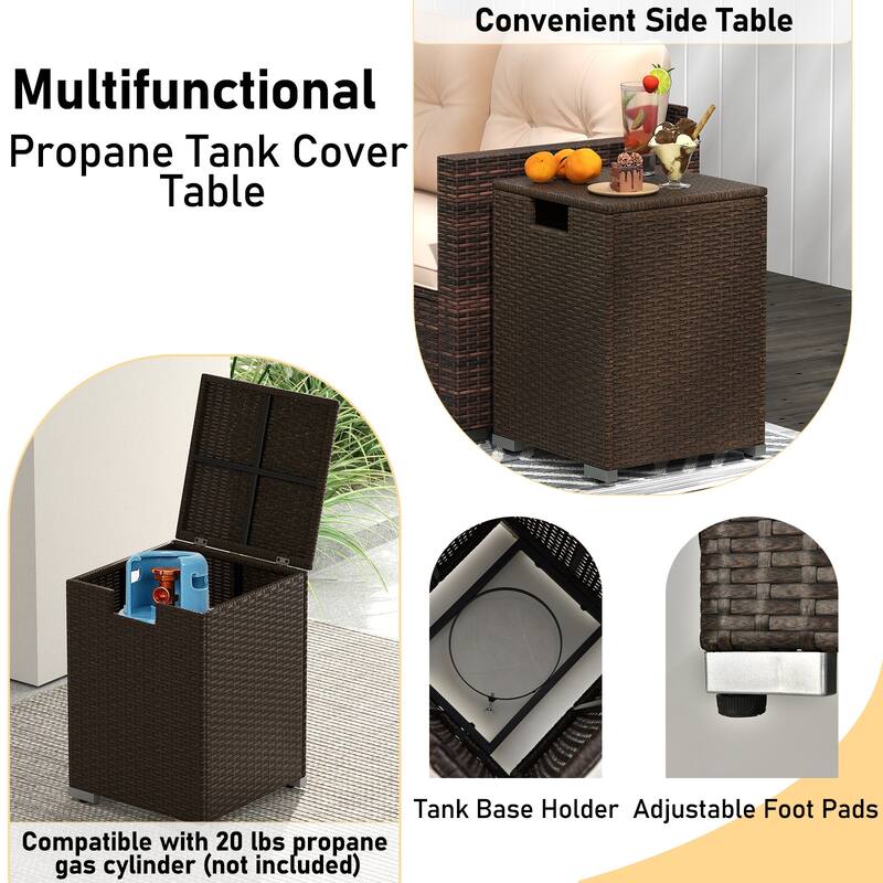 Gymax 4 PCS Outdoor Furniture Set w/ 32'' Fire Pit Table & Propane