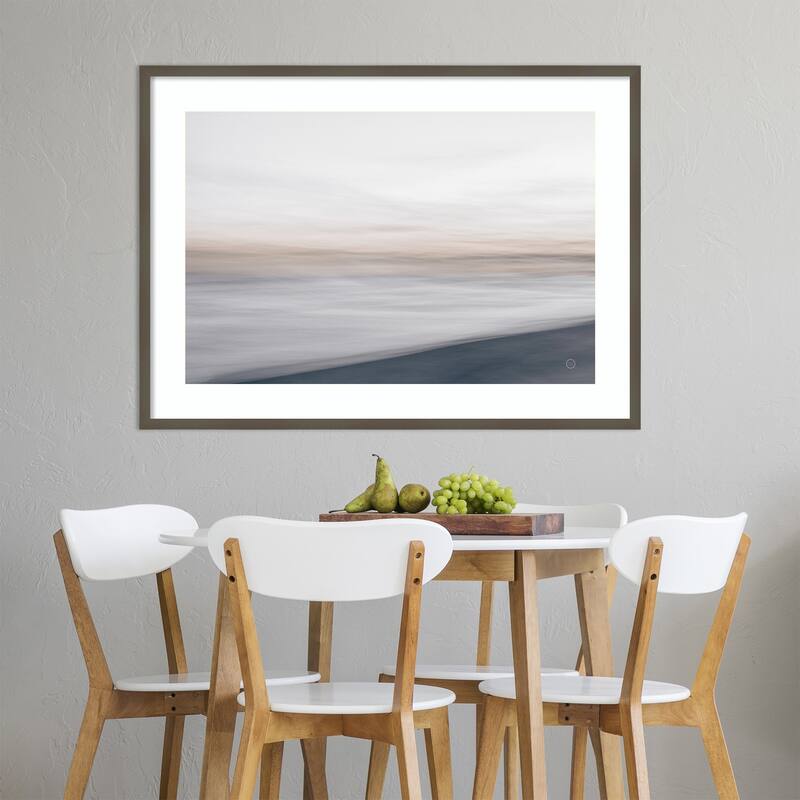 Waves Move Me I by Nathan Larson Wood Framed Wall Art Print - Svelte Clay Grey